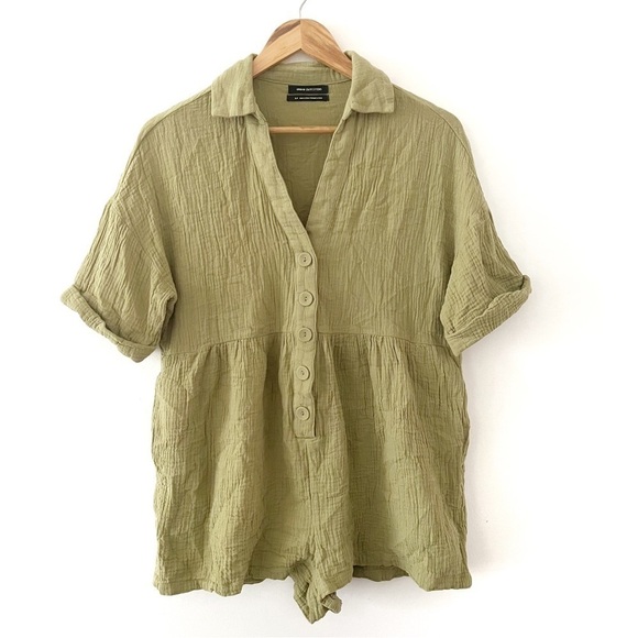 Urban OUTFITTERS | Kendra Button Front Romper Green Size Small - Picture 5 of 10